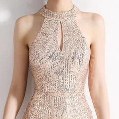 The Lilian Gold Sequined Halter Gown (Available in 2 colours)