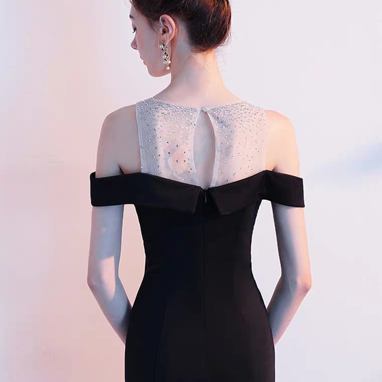 The Tiffanie Black Off Shoulder Gown