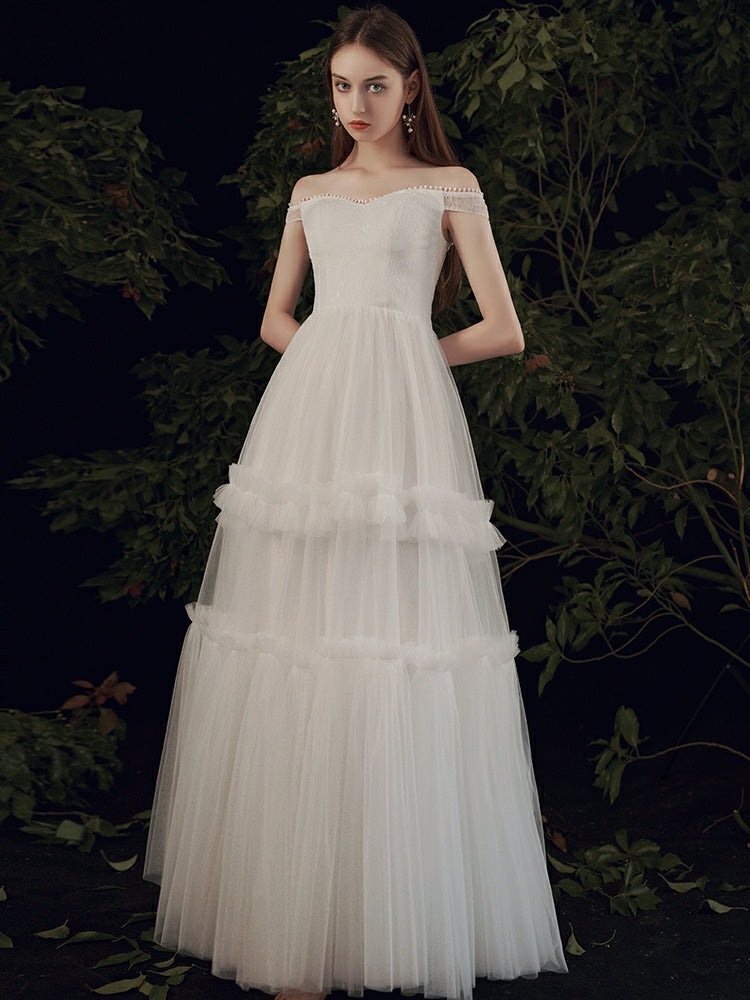 The Perseus Wedding Bridal Off Shoulder Gown