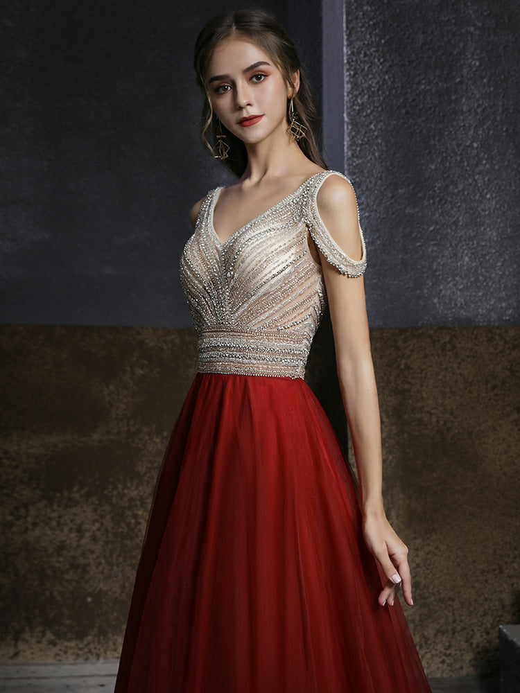 The Shelby Red Off Shoulder Gown (Available in 2 colours)