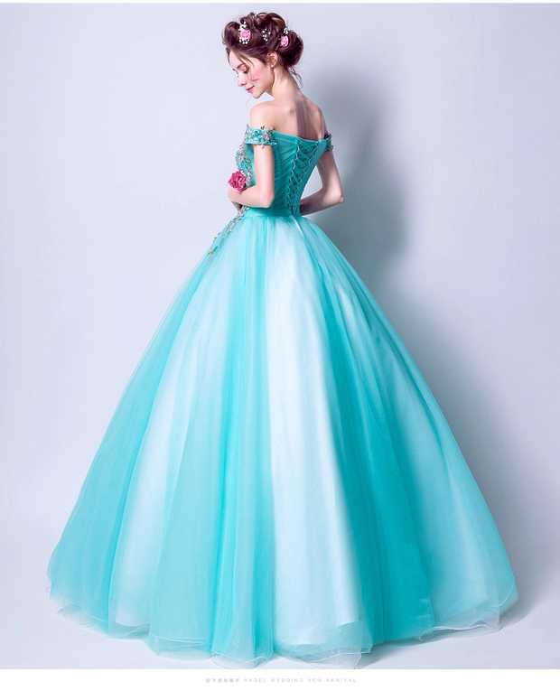 The Rynbitha Off Shoulder Tiffany Green Gown