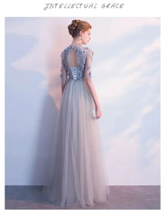 Sarah Grey Long Sleeves Gown