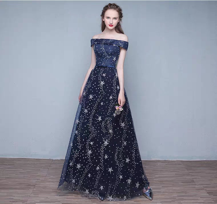 The Cassiopeia Off Shoulder Blue Gown