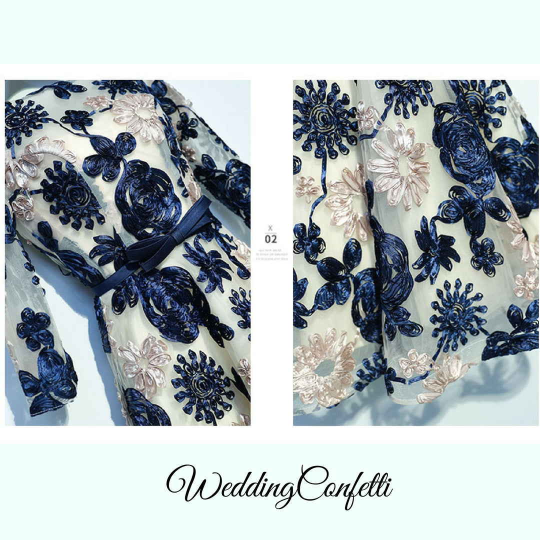 The Ophelia Blue Long Sleeve Lace Dress