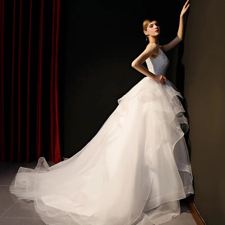 The Meredith Wedding Bridal Sleeveless Illusion Gown