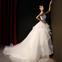 The Meredith Wedding Bridal Sleeveless Illusion Gown