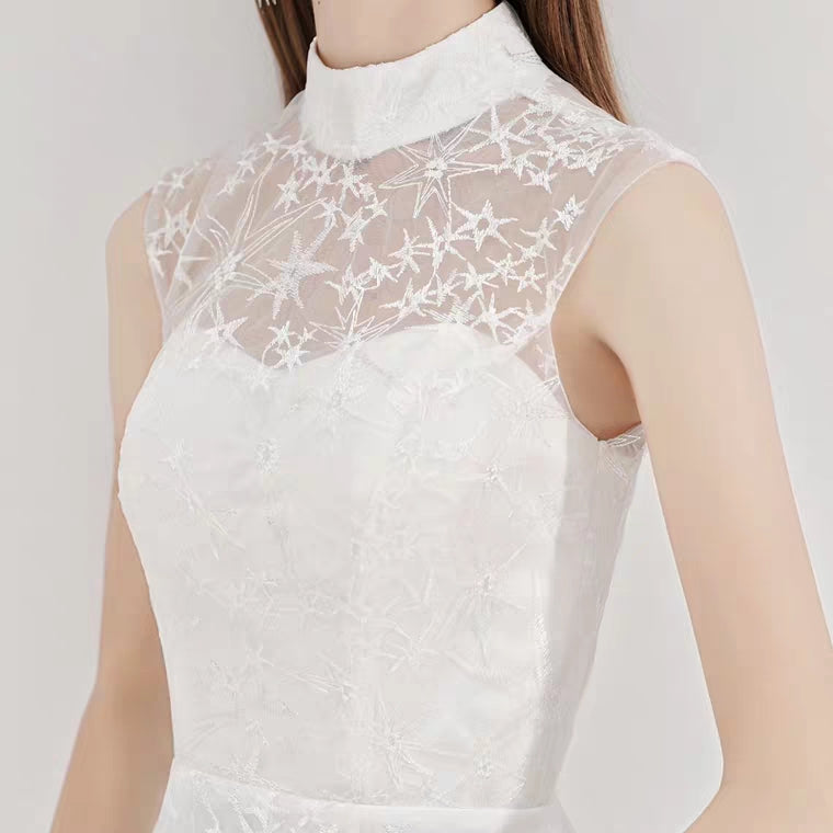 The Lorelie High Collar Lace Sleeveless Dress (Available in 2 colours)