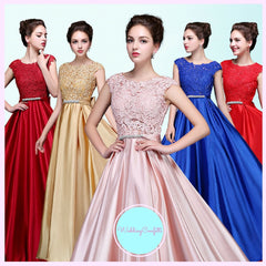 The Patrina Cap Sleeves Gold / Grey / Blue / Purple / Red / Pink Lace Gown Dress