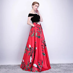 The Reianie Black & Yellow /  Red Off Shoulder Gown