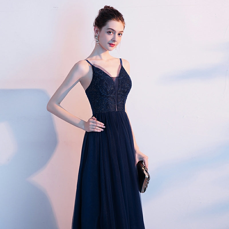 The Ryona Navy Blue Sleeveless Gown