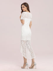 The Lorrina Wedding Bridal Short Sleeve Midi Gown