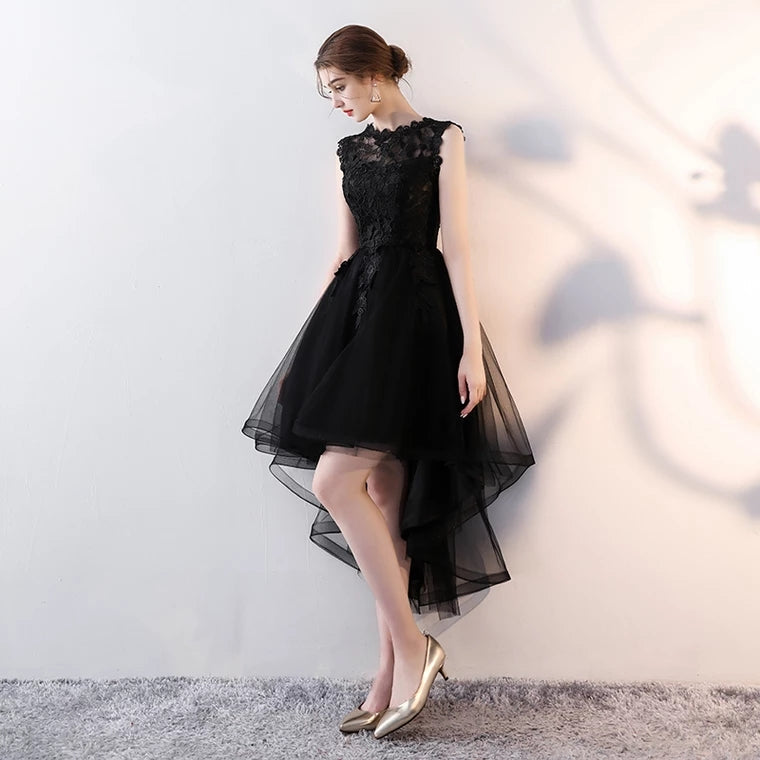 The Louise Sleeveless Black High Low Gown