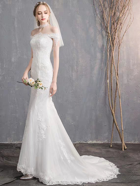 The Renalyda Wedding Bridal Lace Off Shoulder Gown (Available in 2 Styles)