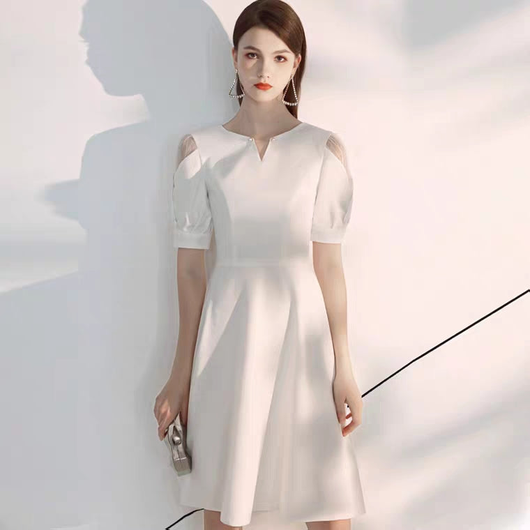 The Brooklyn White Short Sleeves Dress