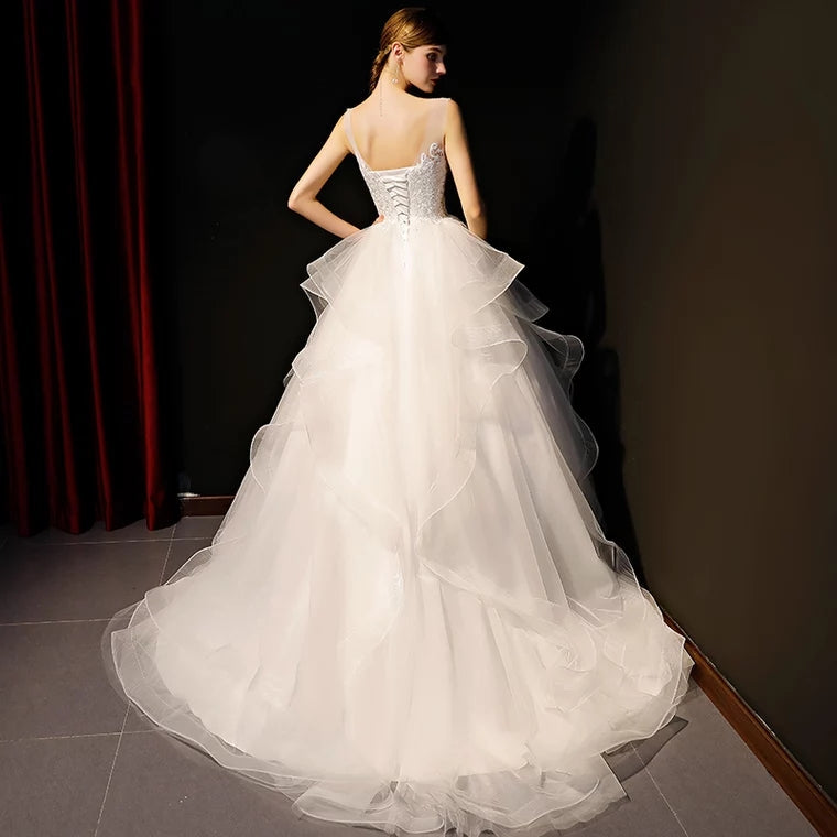 The Meredith Wedding Bridal Sleeveless Illusion Gown