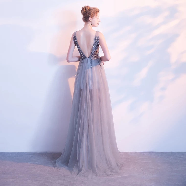 The Sophiela Glittery Sleeveless Grey Sequins Gown (Available in 2 colours)