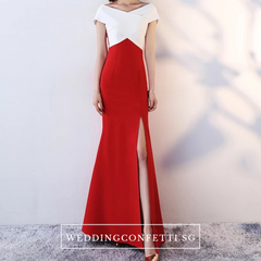 The Opedia Off Shoulder Black/Red White Dress