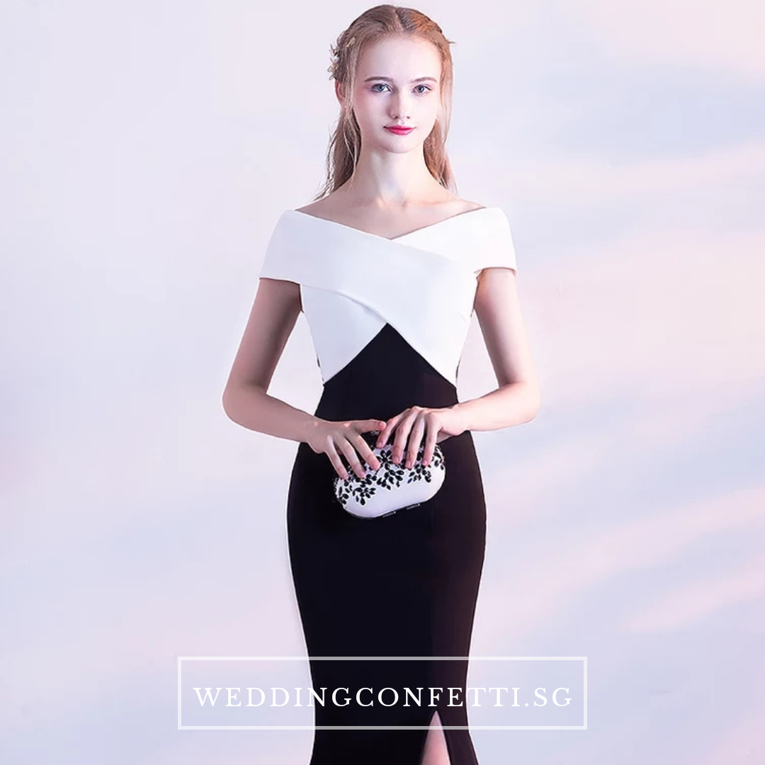 The Opedia Off Shoulder Black/Red White Dress