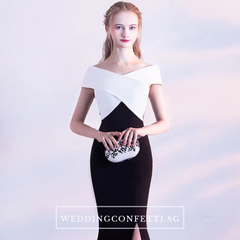 The Opedia Off Shoulder Black/Red White Dress