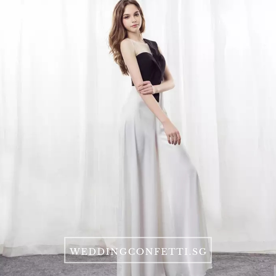The Oriselle Toga Colour Block White and Black Dress / Gown / Pantsuit