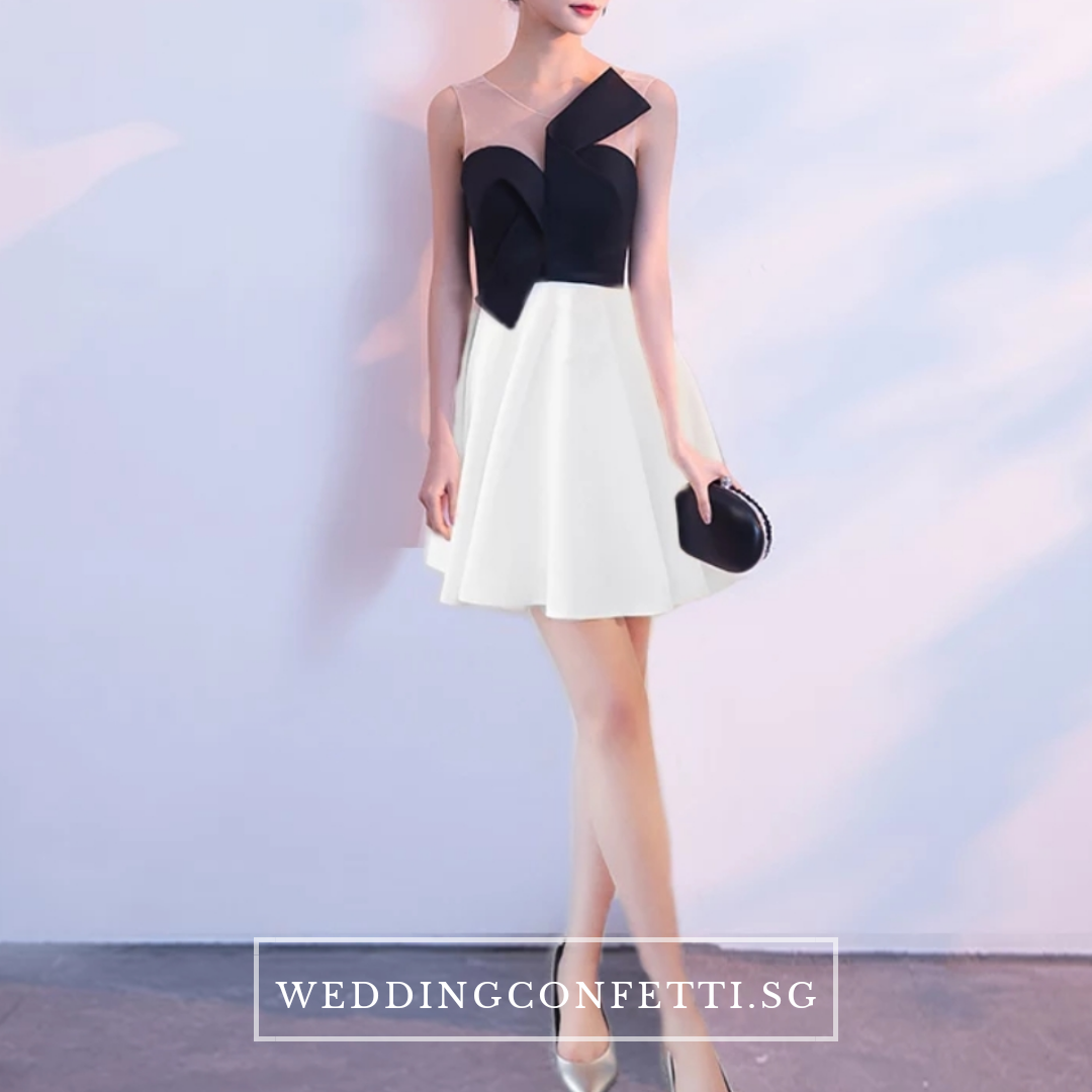 The Oriselle Toga Colour Block White and Black Dress / Gown / Pantsuit