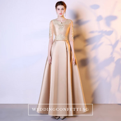 The Kinsley Gold Embroidered Lace Gown