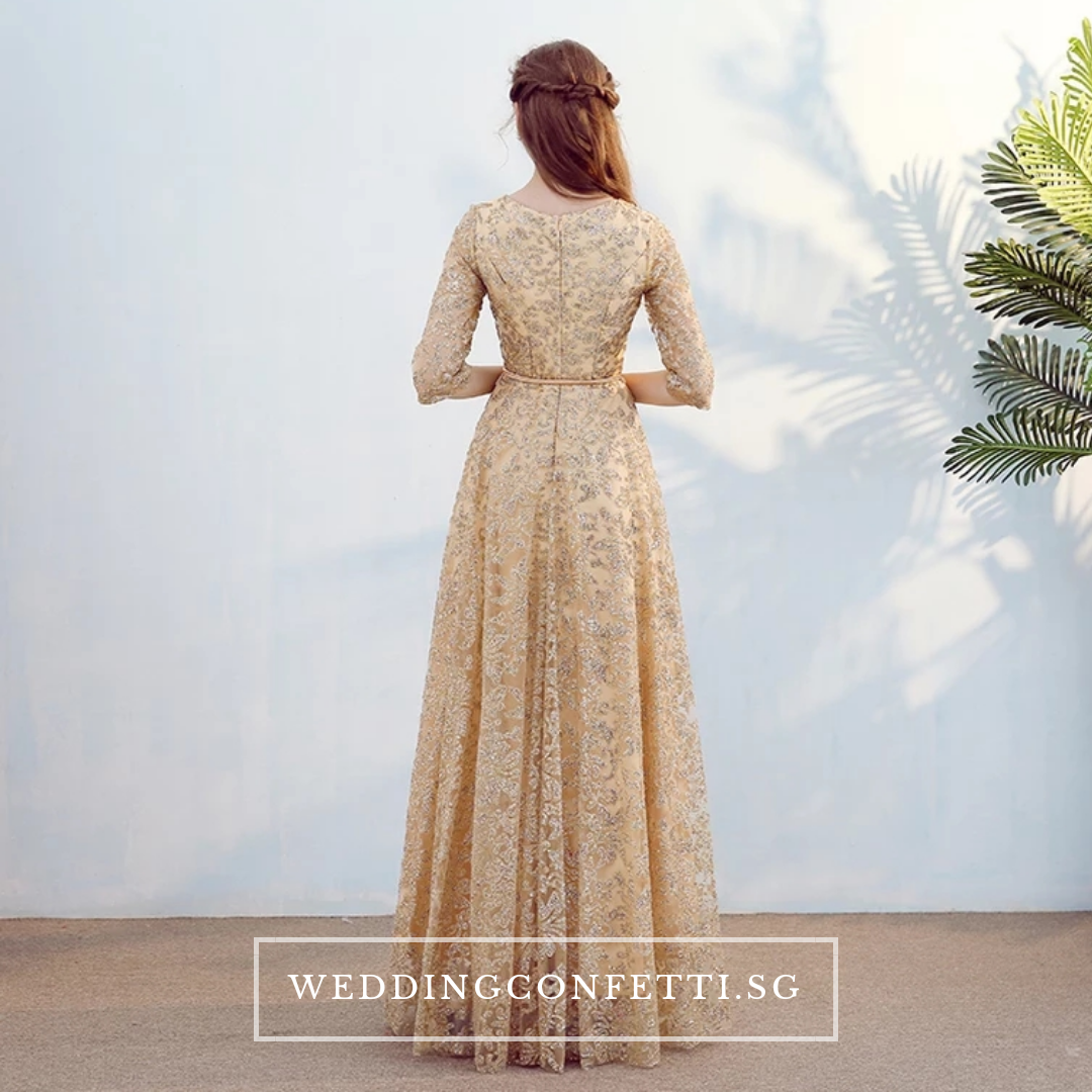 The Mydina Gold / Royal Blue / Red / Navy Blue Long Sleeves Dress