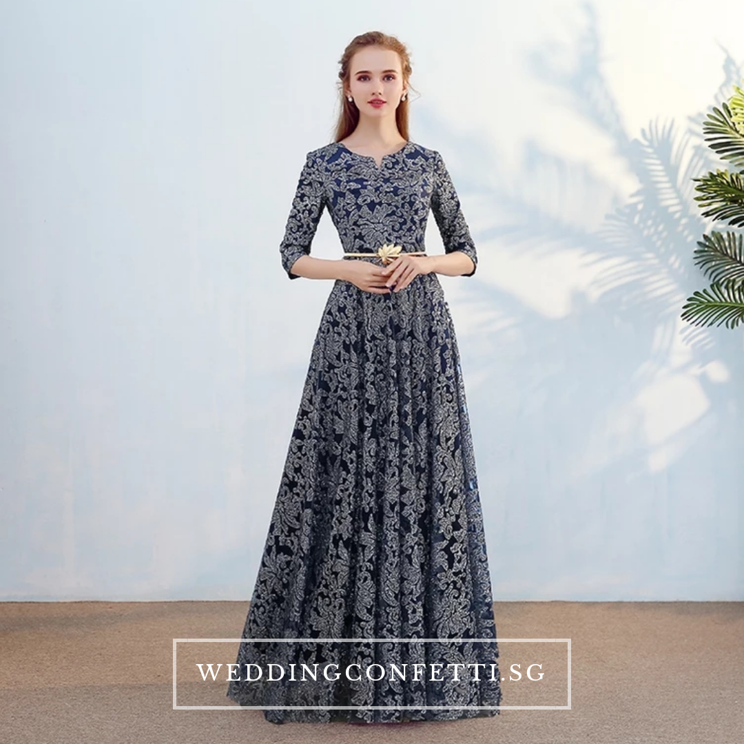 The Mydina Gold / Royal Blue / Red / Navy Blue Long Sleeves Dress