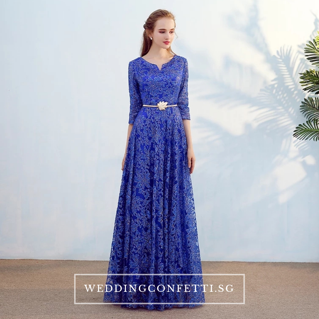 The Mydina Gold / Royal Blue / Red / Navy Blue Long Sleeves Dress