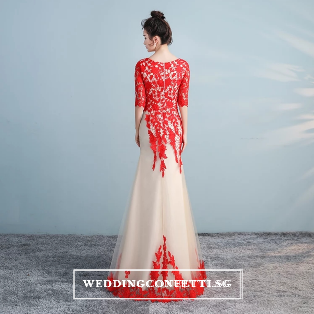 The Lerainne Champagne Red Long Sleeves Dress