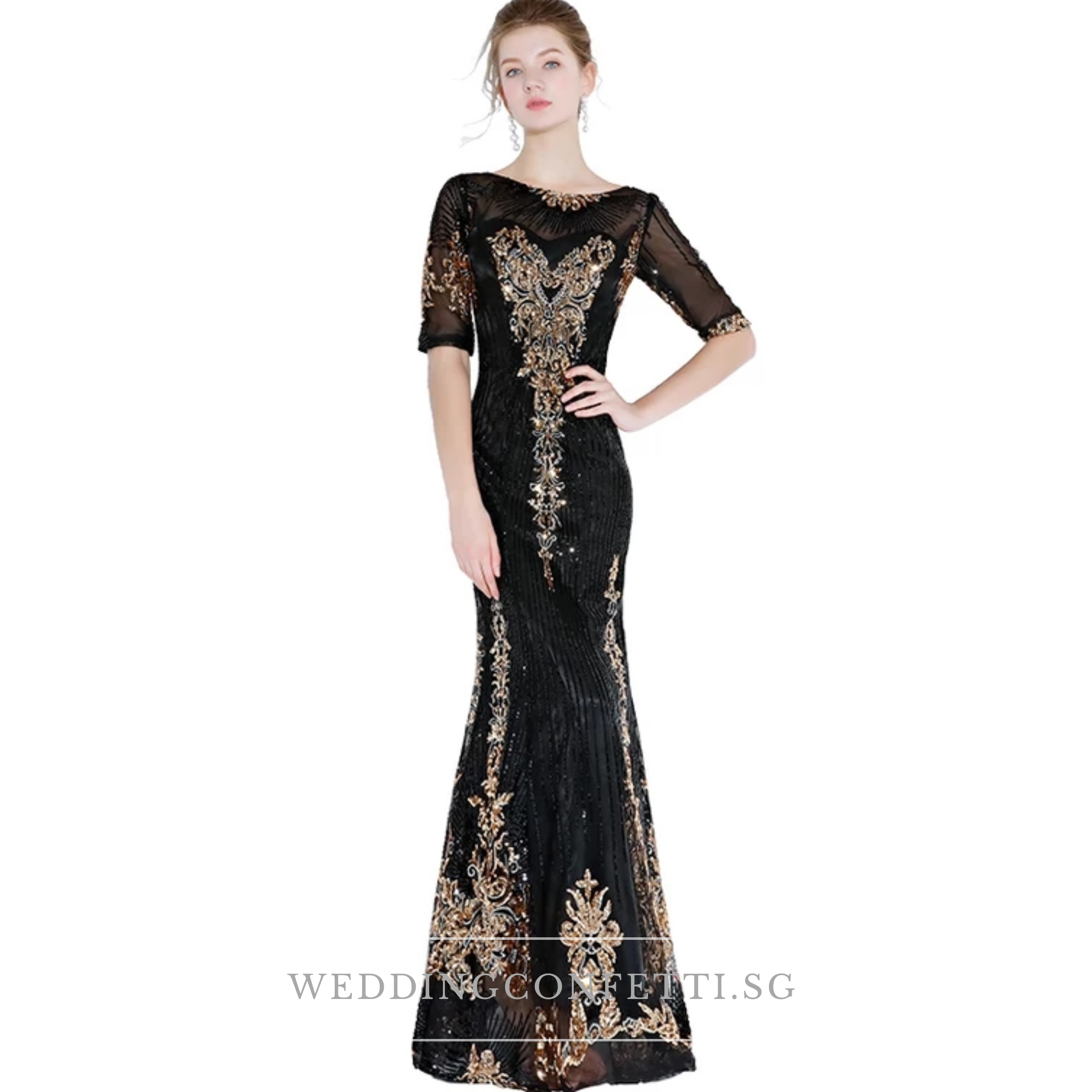 The Perise Black Long Sleeves Dress