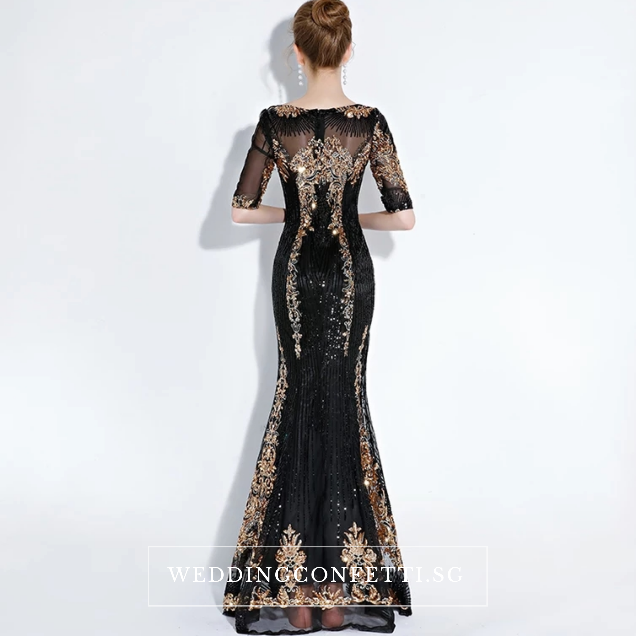 The Perise Black Long Sleeves Dress