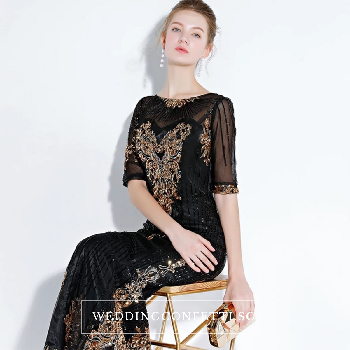The Perise Black Long Sleeves Dress