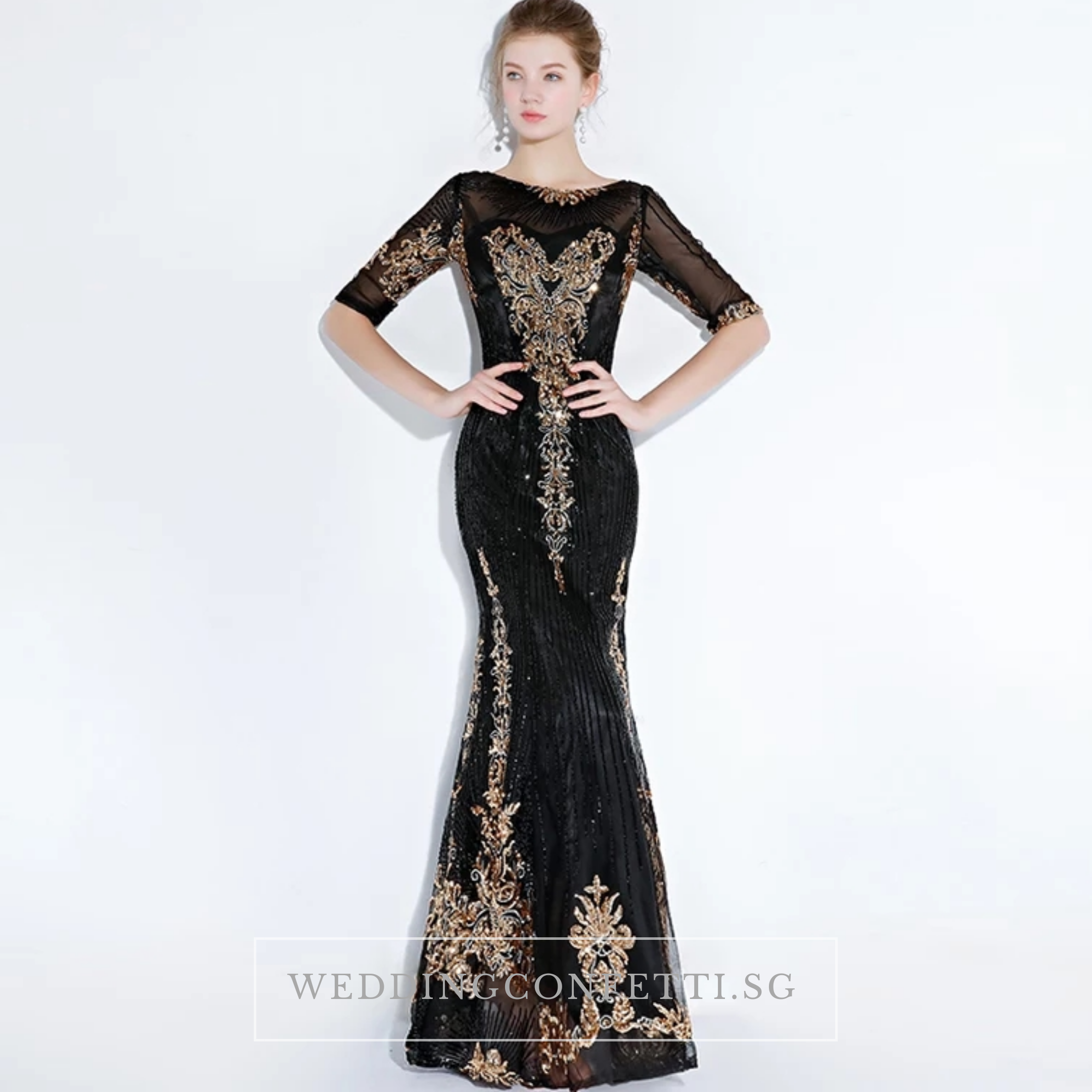 The Perise Black Long Sleeves Dress