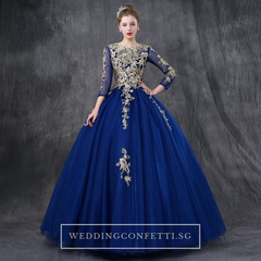 The Rosella Royal Blue/Red/Fuschia/Champagne Long Sleeves Ball Gown (Available in 4 Colours)