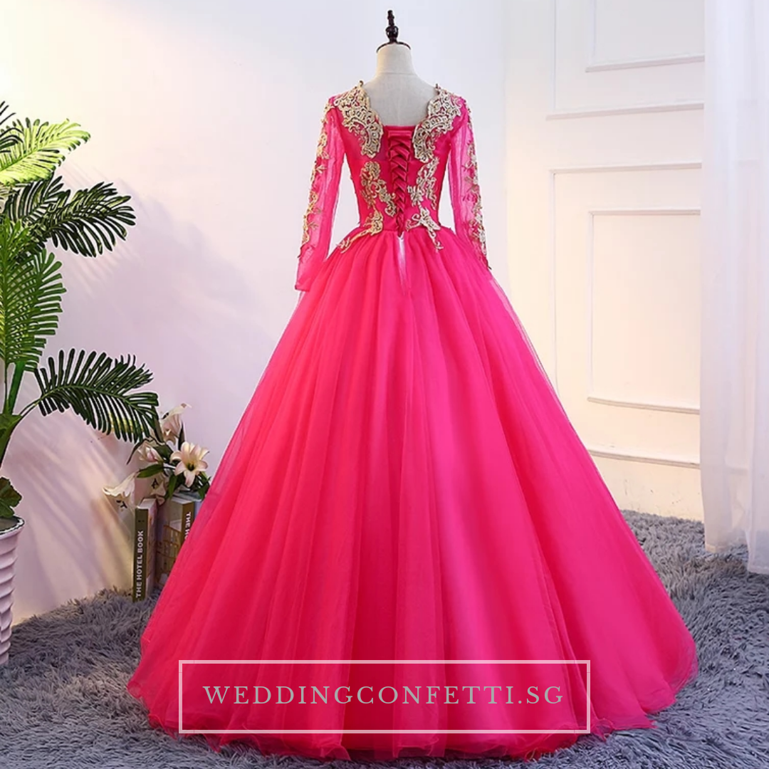 The Rosella Royal Blue/Red/Fuschia/Champagne Long Sleeves Ball Gown (Available in 4 Colours)