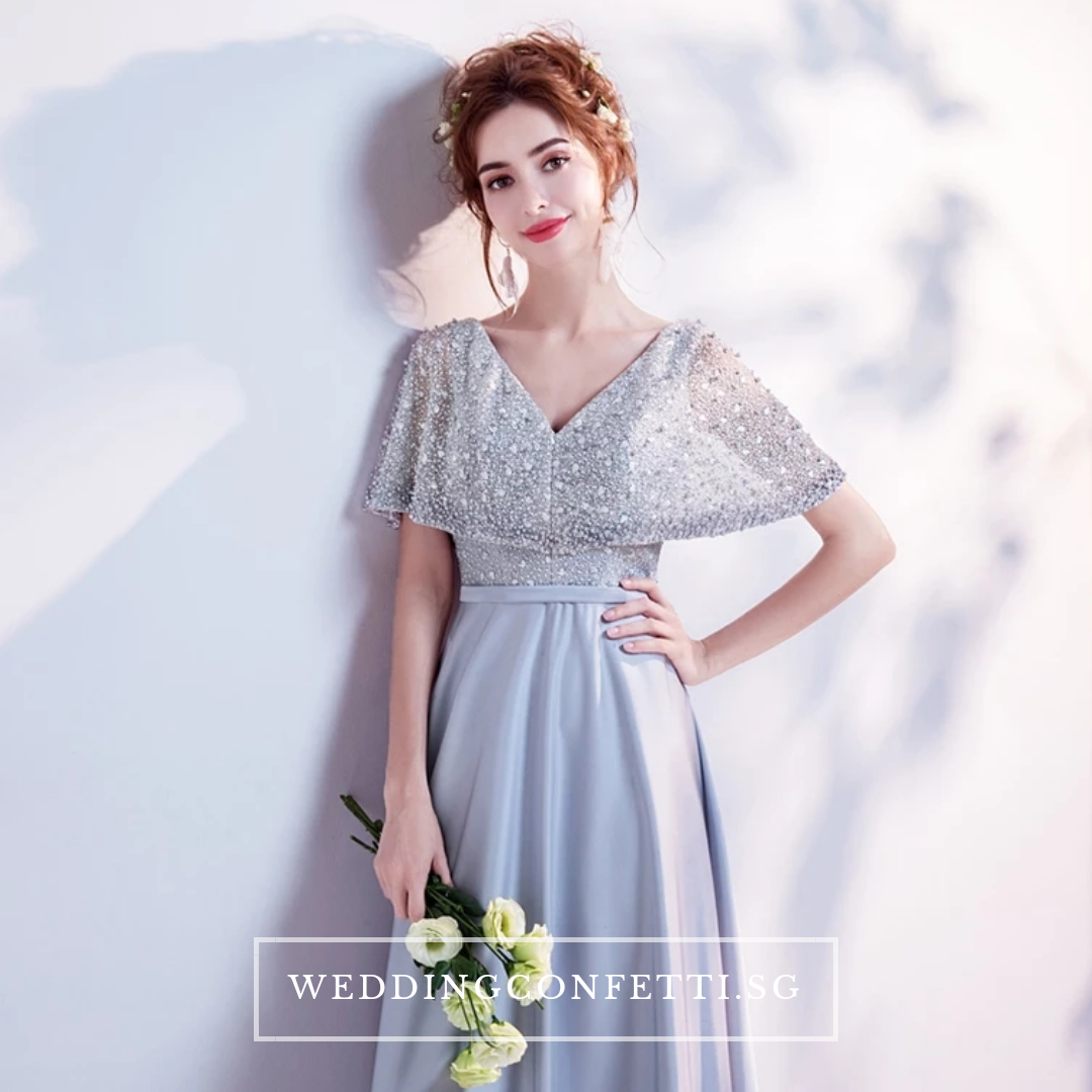 The Silvia Bridal Wedding Grey Short Sleeves Dress