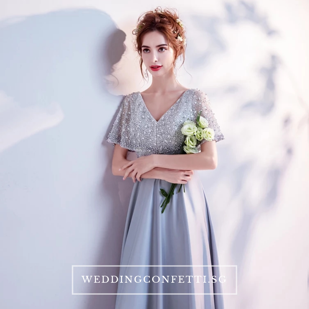 The Silvia Bridal Wedding Grey Short Sleeves Dress
