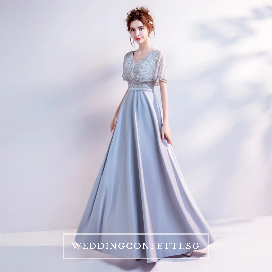 The Silvia Bridal Wedding Grey Short Sleeves Dress