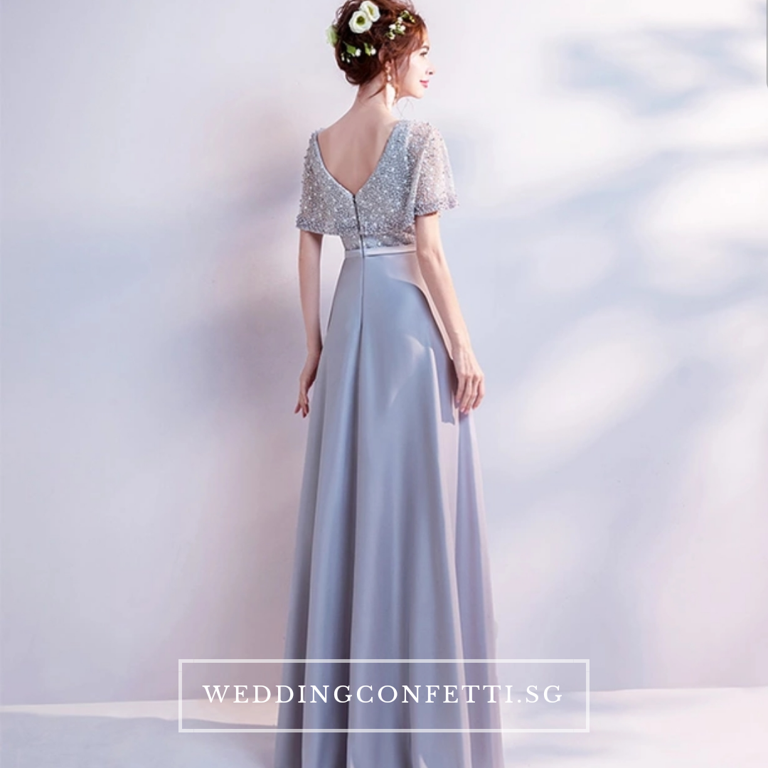 The Silvia Bridal Wedding Grey Short Sleeves Dress