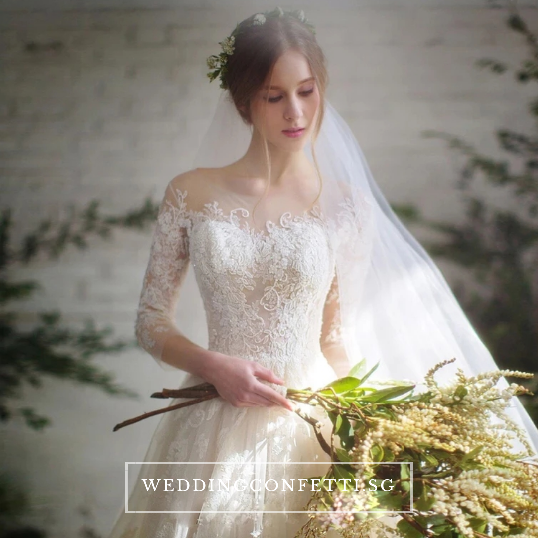 The Demetrios Wedding Bridal White Illusion Gown