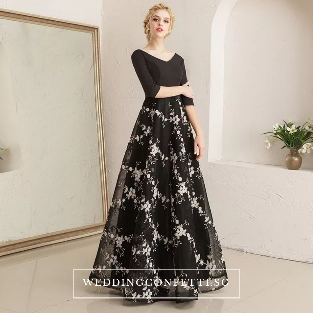 The Sharapova Long Sleeves Black Gown