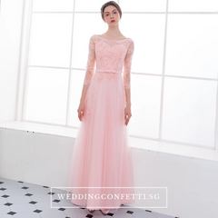 The Veronica Pink Lace Long Sleeves Dress