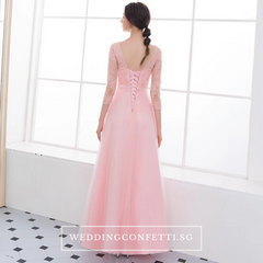 The Veronica Pink Lace Long Sleeves Dress