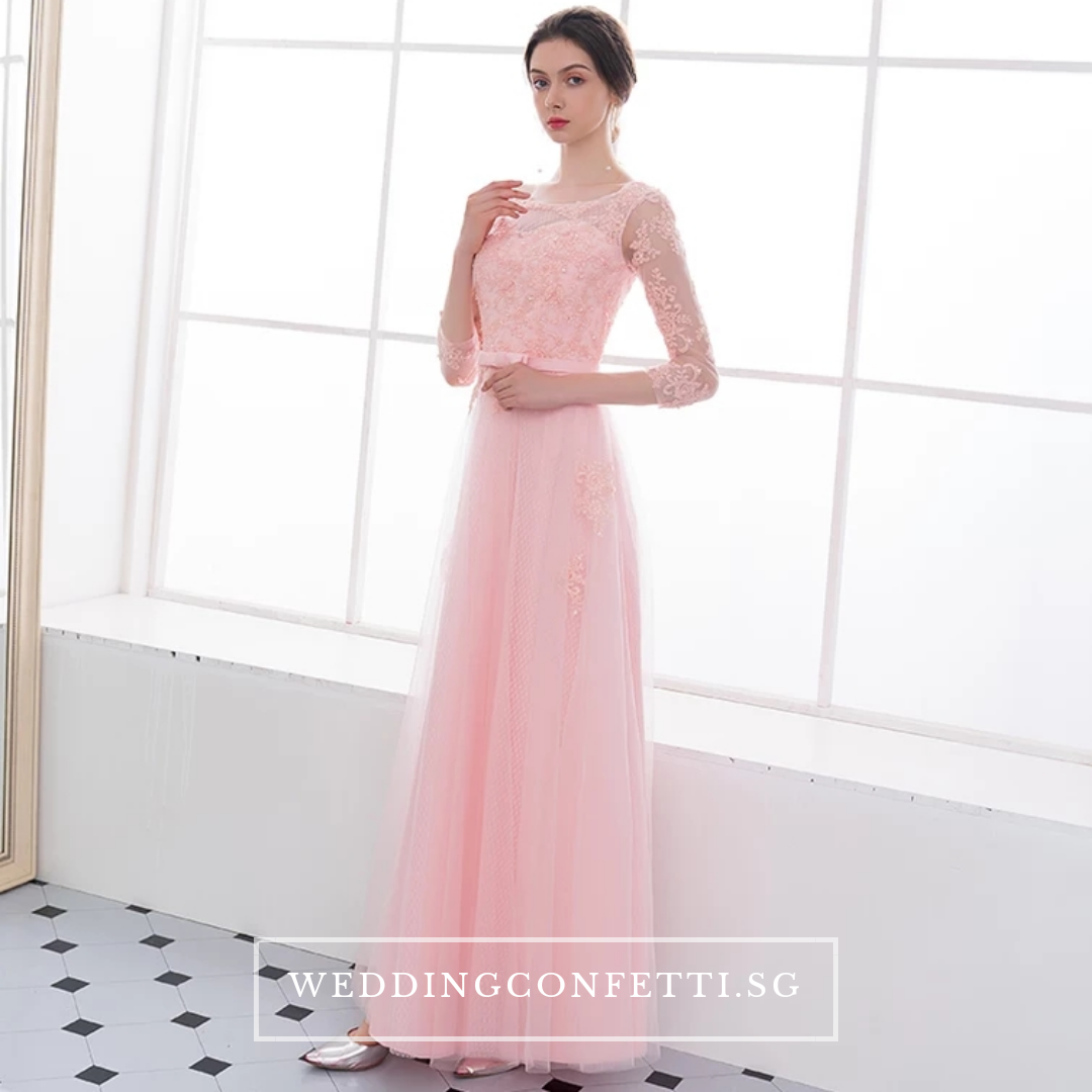 The Veronica Pink Lace Long Sleeves Dress