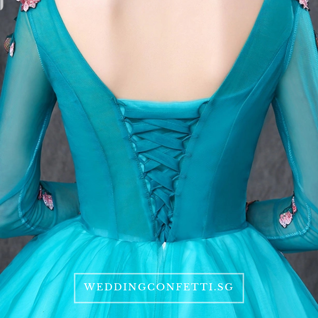The Johanni Long Sleeves Turquoise Gown (Customisable)