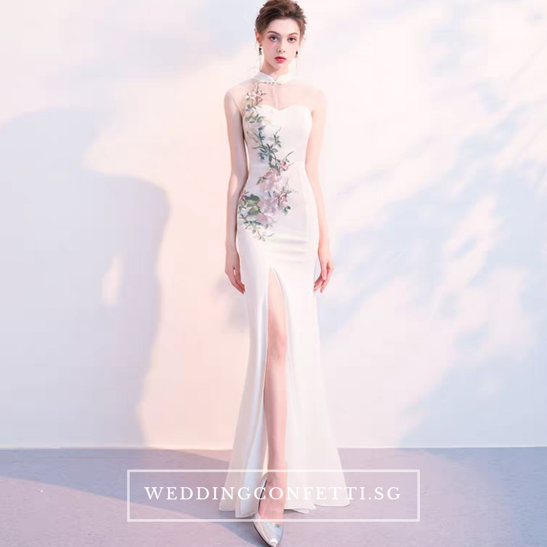The Marisa Mandarin Collar White / Red / Black Sleeveless Gown
