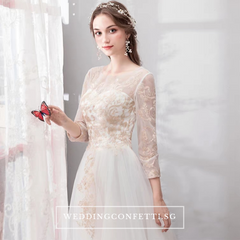 The Marlowe Wedding Bridal White Long Illusion Sleeves Dress 