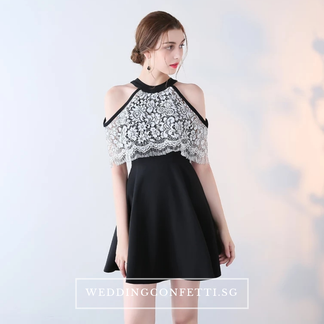 The Lorde Lace Off Shoulder / Halter Black / White Dress