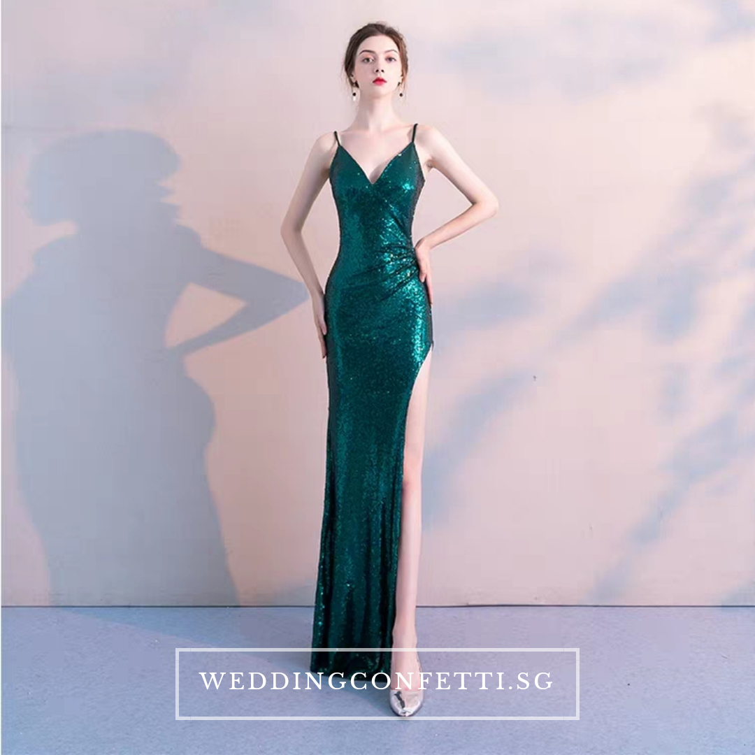 The Soleil Blue/Wine Red/Green Sleeveless Sequined Dress